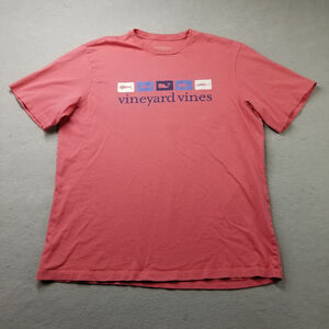 Vineyard Vines T-Shirt Size Large Pink Fish Whale Fishing Short Sleeve